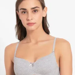 Jockey Grey Medium Coverage T-Shirt Bra-image-11