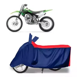 Auto Pearl Two Wheeler Cover with Bag for Kawasaki KLX 140, Red & Blue-picture-16