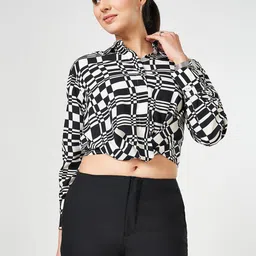 Annabelle by Pantaloons Women Printed Shirt Style Crop Top-image-94