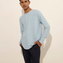 ETA by Westside Light Blue Slim-Fit Cotton T-Shirt-picture-9