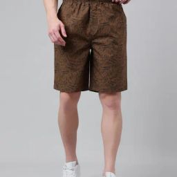 Van Heusen Brown Cotton Regular Fit Printed Shorts-image-60