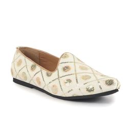 FAUSTO Men Slip-On Sequin Ethnic Slip On Contrast Sole Mojaris-image-97