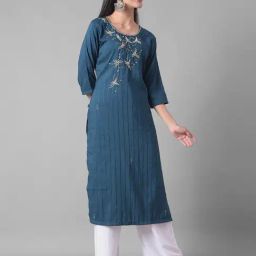 Dollar Missy Blue Embellished Straight Kurta-image-16