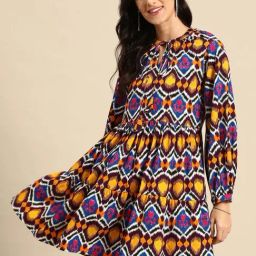 Mabish By Sonal Jain Multicolored Printed A-Line Dress-image-5