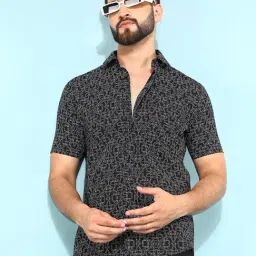 Crimsoune Club Black Cotton Slim Fit Printed Shirt-picture-20