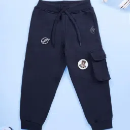 Kiddopanti Boys Navy Cotton Printed Regular Fit Trackpants-image-60