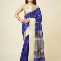 Elora Blue Raw Silk Khadi Thread Weaving Saree With Unstitched Blouse-picture-24