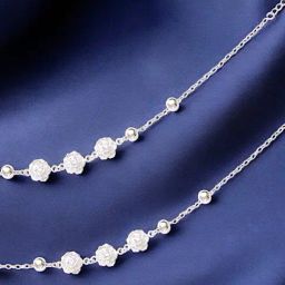 Taraash 925 Sterling Silver Floral Charm Beaded Single Anklet for Women-1