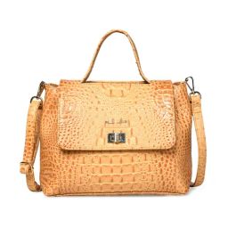 PELLE LUXUR Light Brown Animal Effect Medium Cross Body Bag-image-86
