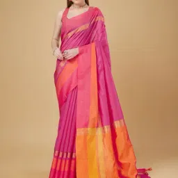 Elora Pink Raw Silk Khadi Thread Weaving Saree With Unstitched Blouse-picture-23