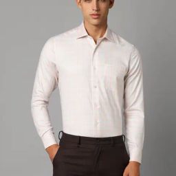 Louis Philippe White Regular Fit Checks Shirt-picture-2