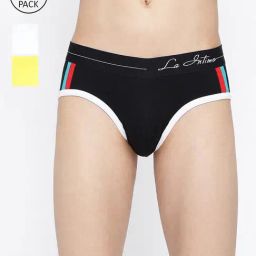 La Intimo Multicolored Comfort Fit Striped Briefs - Pack Of 3-image-99