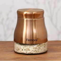 Femora Clear Glass & Steel Metallic Storage Jars (900 ml, 1300 ml & 1750 ml) - Set of 3 image 1