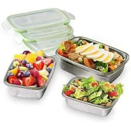 Femora High Steel Rectangular Lunch Box with Air Tight Lid (550 ml & 850 ml) - Set of 2 image 4