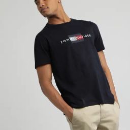 TOMMY HILFIGER Blue Cotton Regular fit Graphic T-Shirt-image-14