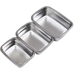 Femora High Steel Rectangular Lunch Box with Air Tight Lid (850 ml) - Set of 2 image 5