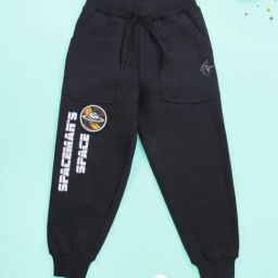 Kiddopanti Unisex Black Cotton Printed Regular Fit Trackpants-image-43