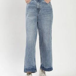 MADAME Blue Cotton Regular Fit Mid Rise Jeans-picture-45