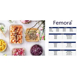 Femora Glass Square Containers with Lid (180 ml, 300 ml, 500 ml, 800 ml & 1200 ml) - Set of 5 image 4