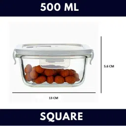 Femora Borosilicate Glass Square Container with Air Vent Lid (500 ml & 800 ml) - Set of 2 image 4