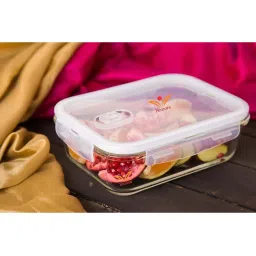 Femora Borosilicate Glass Rectangular Container with Air Vent Lid (400 ml & 620 ml) - Set of 2 image 4