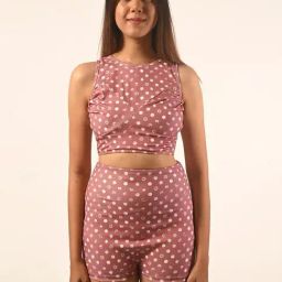 Trove Label Pink Blended Polka Dots Swim Suit-image-24