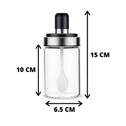 Femora Transparent Borosilicate Glass Spice Containers with Spoon (250 ml) - Set of 2 image 3