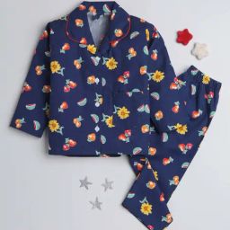 The Magic Wand Kids Navy Cotton Printed Full Sleeves Shirt Set-picture-41