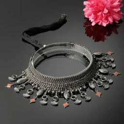 Panash Silver Plated Oxidized Necklace-image-17