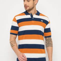 Duke Multicoloured Slim Fit Striped Polo T-Shirt-image-21
