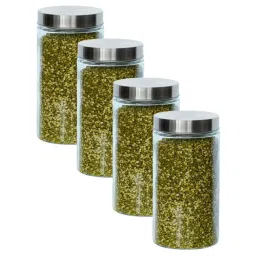 Femora Cylinder Transparent Glass Storage Jars (1600 ml) - Set of 4 image 2