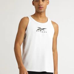 Reebok White Regular Fit Print Vest-image-93
