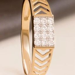 Mia by Tanishq Chevron Shine Gold & Diamond Finger Ring-image-17