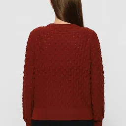Only Red Self Design Sweater image 2