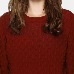 Only Red Self Design Sweater image 5