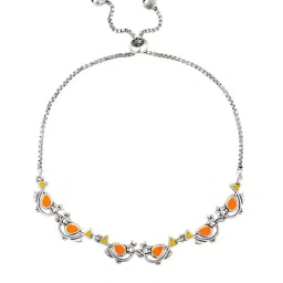 Voylla Silver Madhubani Vihang Vibes Oxidised Enamel Classic Bracelet-picture-7