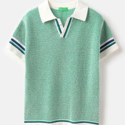 United Colors of Benetton Boys Green Cotton Textured Polo-picture-13