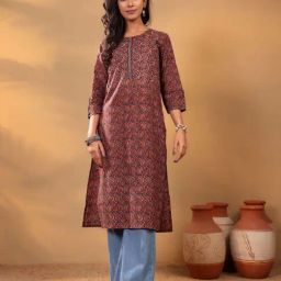 Varanga Brown Cotton Printed Kurta-picture-21