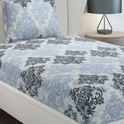 Monte Carlo Elegnc Grey Cotton Printed 104 TC Single Bedsheet with 1 x Pillow Cover-image-24