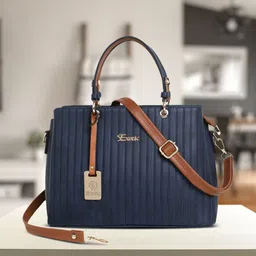 Exotic Navy Blue Structured Handheld Bag with Quilted image 1