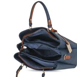 Exotic Navy Blue Structured Handheld Bag with Quilted image 5