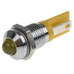 RS PRO Yellow Panel Mount Indicator 2V DC, Mounting Hole Size 8 mm, Termination Type Solder Tab, Model No 209901-28