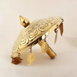 Exotic India Gold Toned Umbrella for God Brass Pooja Essential-image-58