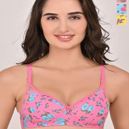 Piylu Women Pack of 3 Combo  Seamless Floral Full Coverage Lightly Padded Bra-image-60