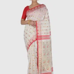 Pinkloom Off-White Printed Saree With Blouse-picture-29