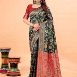 KALINI Woven Design Zari Silk Cotton Kanjeevaram Saree-picture-22