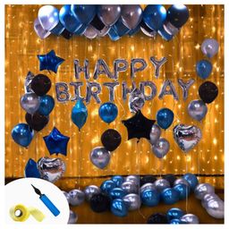 Shopperskart Happy Birthday Decoration Combo Silver - Pack Of 102-image-45
