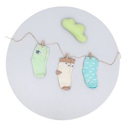 Mi Arcus  Cotton Mid Calf Ribbed Socks Pack of 3 Green, Beige & Blue-picture-17