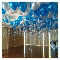 Bubble Trouble Metallic HD Toy Balloons Blue & Silver - Pack of 50-19