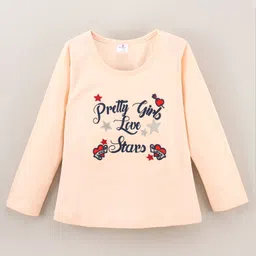 Smarty Girls Full Sleeves Top Multiprint - Peach-picture-6